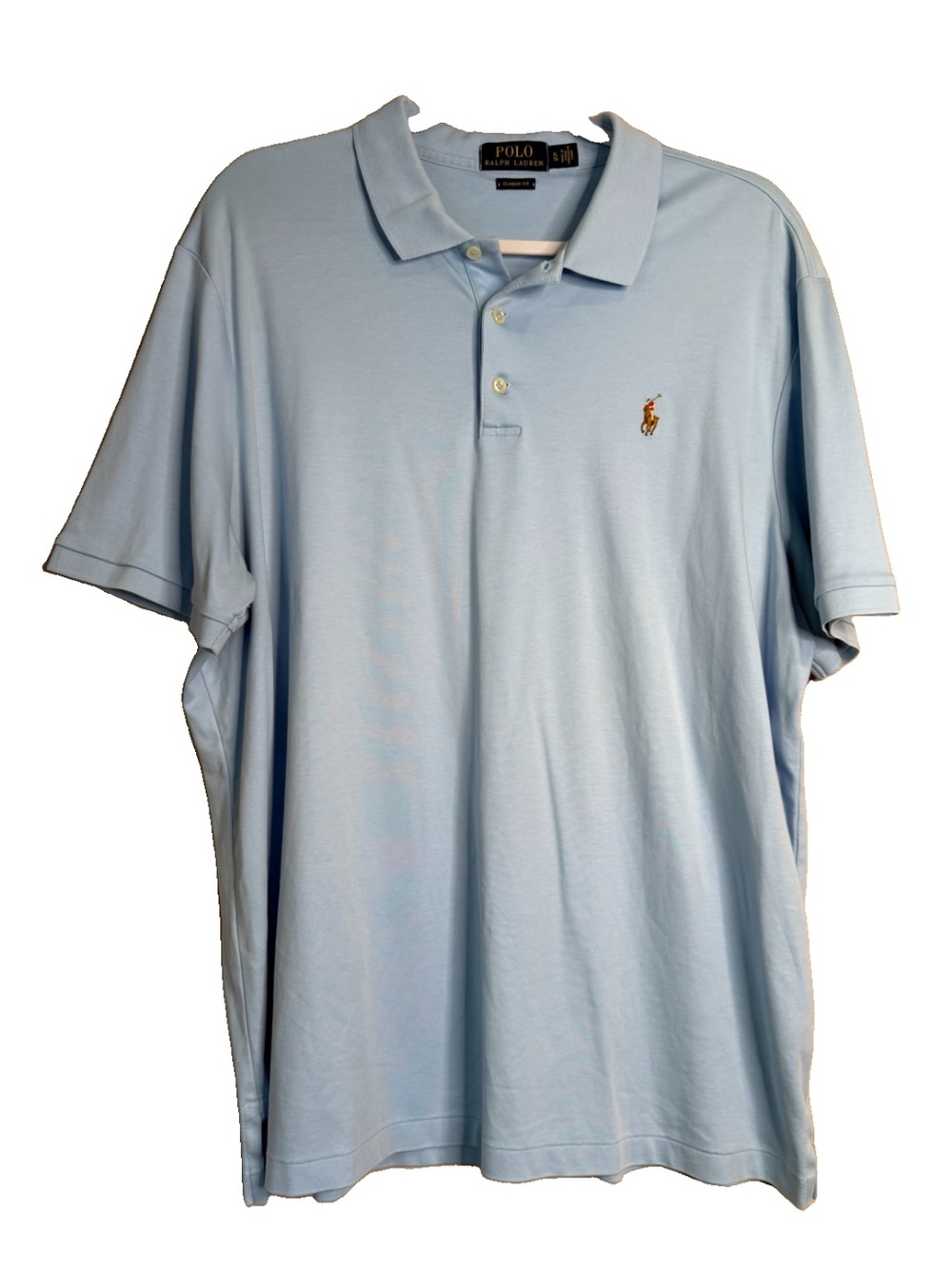 Polo Ralph Lauren Custom Fit Soft Touch Short Sleeved Polo Shirt XL Blue D7 Flaw